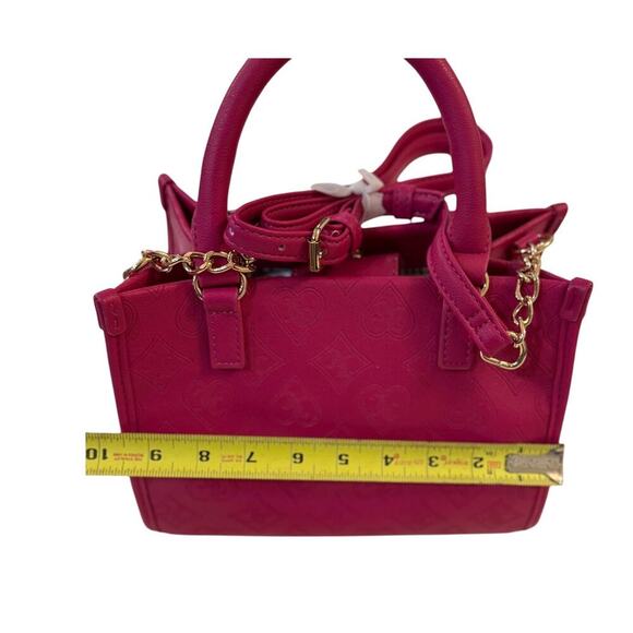 Juicy Couture Pink Mini Satchel Purse Charm Bag Gold Chain Crown Heart JC Logo - Picture 6 of 7